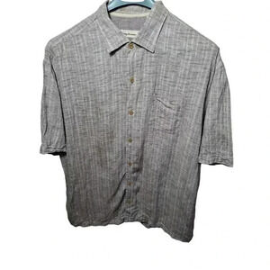 Men's Tommy Bahama 100% Linen Brown Short Sleeve Button Down Shirt- Size 2XL